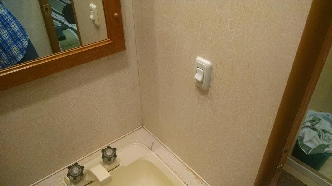 Adding bathroom light wall switch converts ceiling fixture to LOW-MED-HIGH